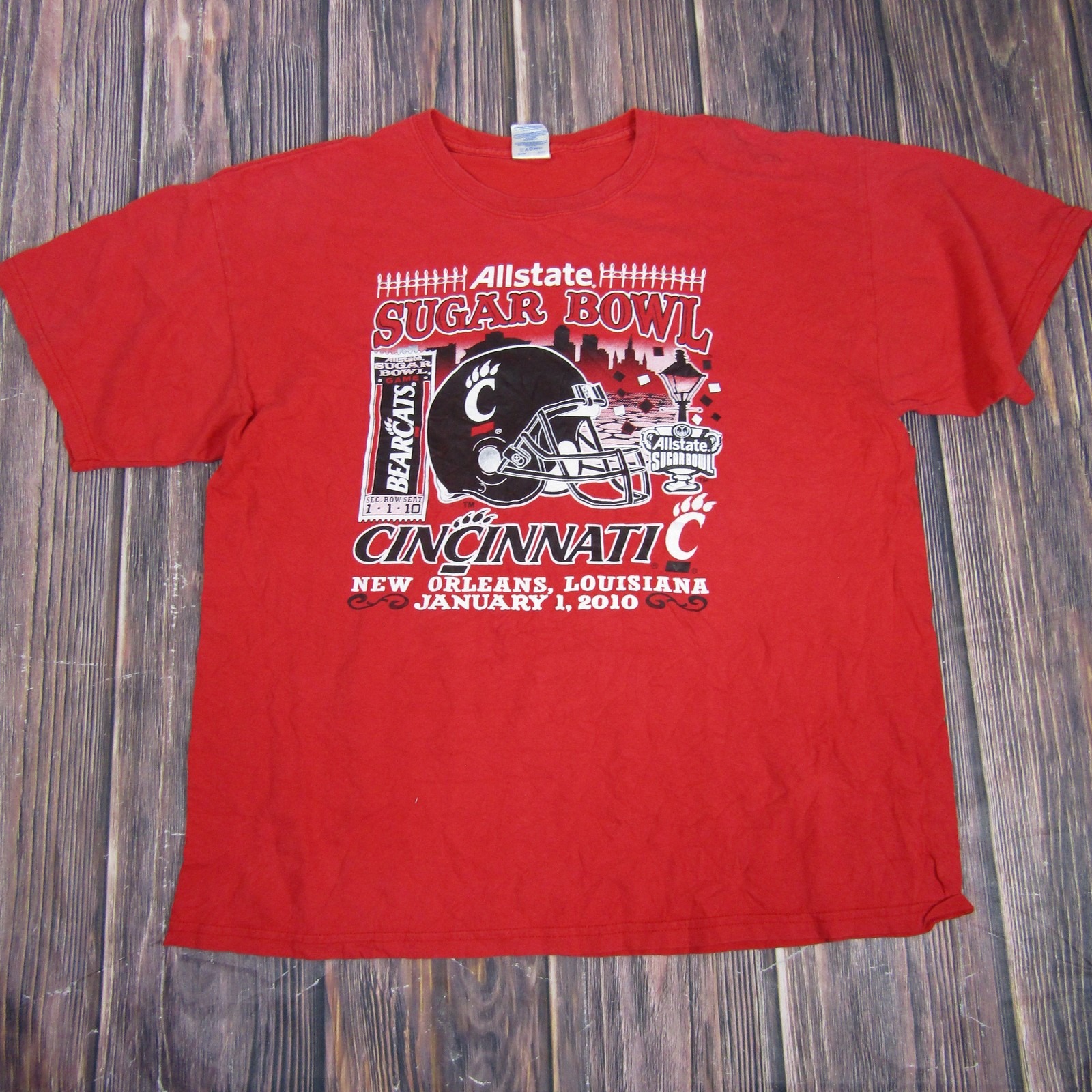 Cincinnati Bearcats Shirt Xl Allstate Sugar Bowl 2010 Ncaa Football New Orleans